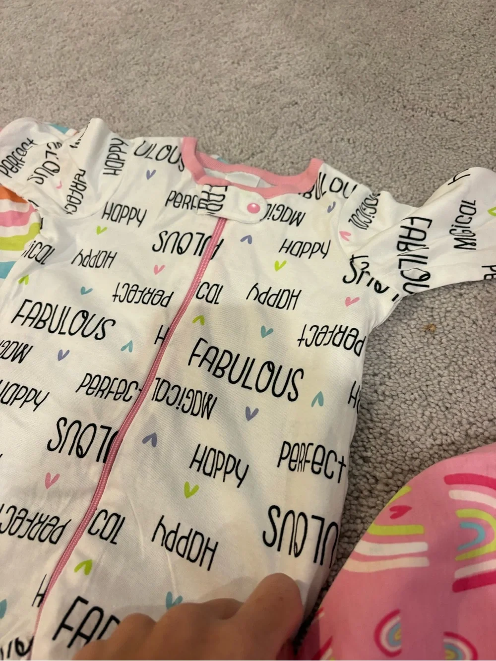 Onesies® Pink Rainbow Print Footed One-Piece for Kids